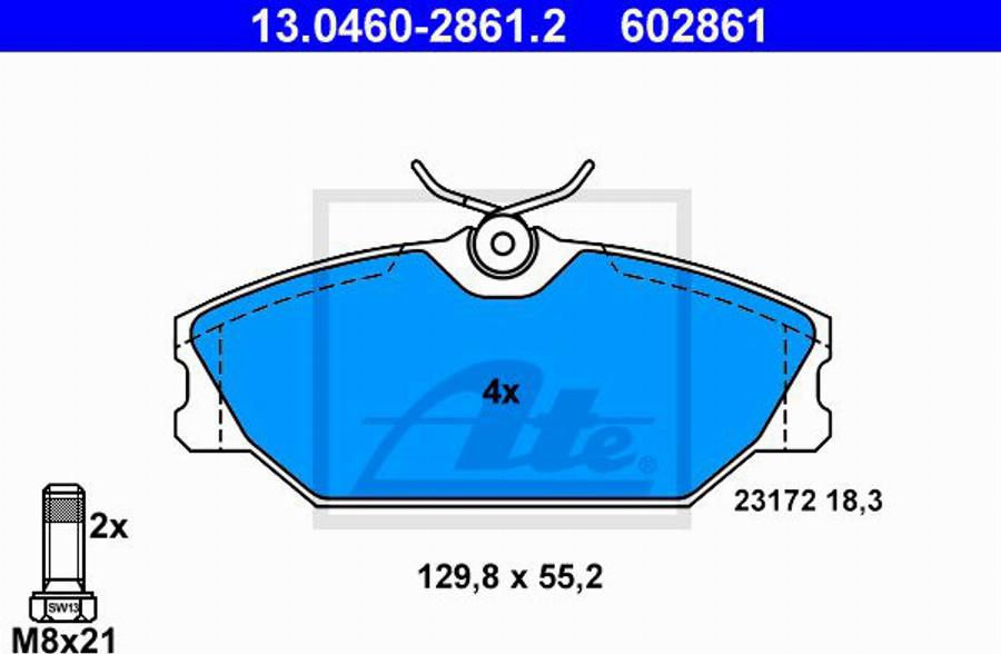 ATE 602861 - Bremžu uzliku kompl., Disku bremzes autospares.lv