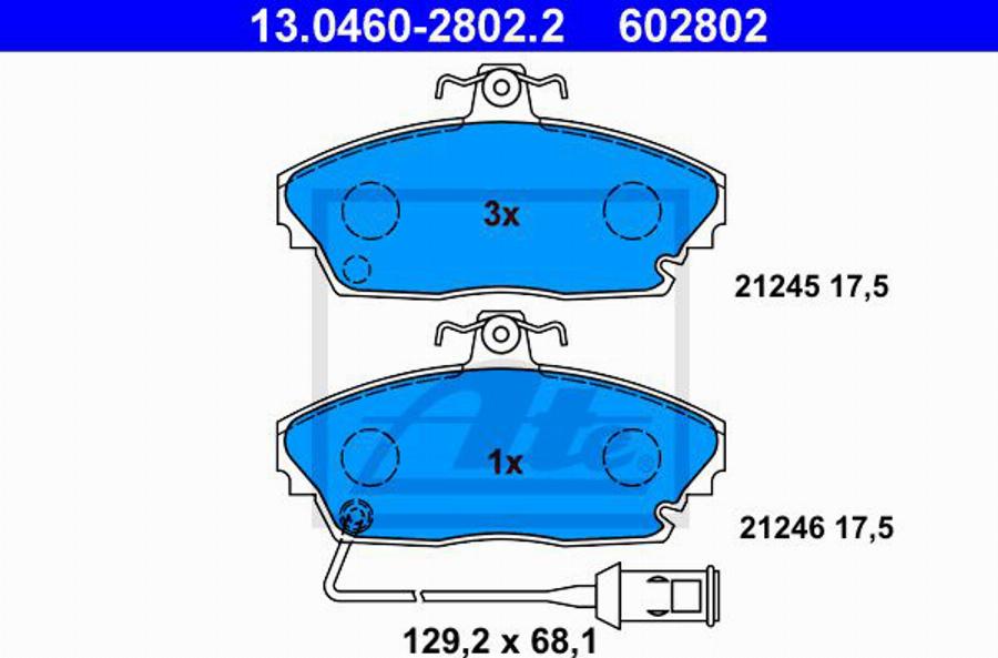 ATE 602802 - Brake Pad Set, disc brake www.autospares.lv