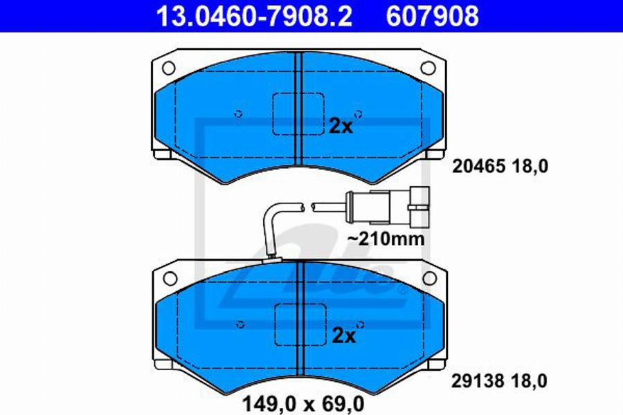 ATE 607908 - Bremžu uzliku kompl., Disku bremzes www.autospares.lv