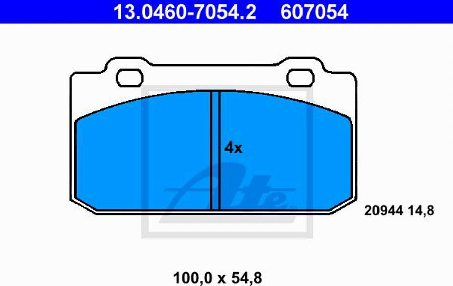 ATE 607054 - Bremžu uzliku kompl., Disku bremzes www.autospares.lv