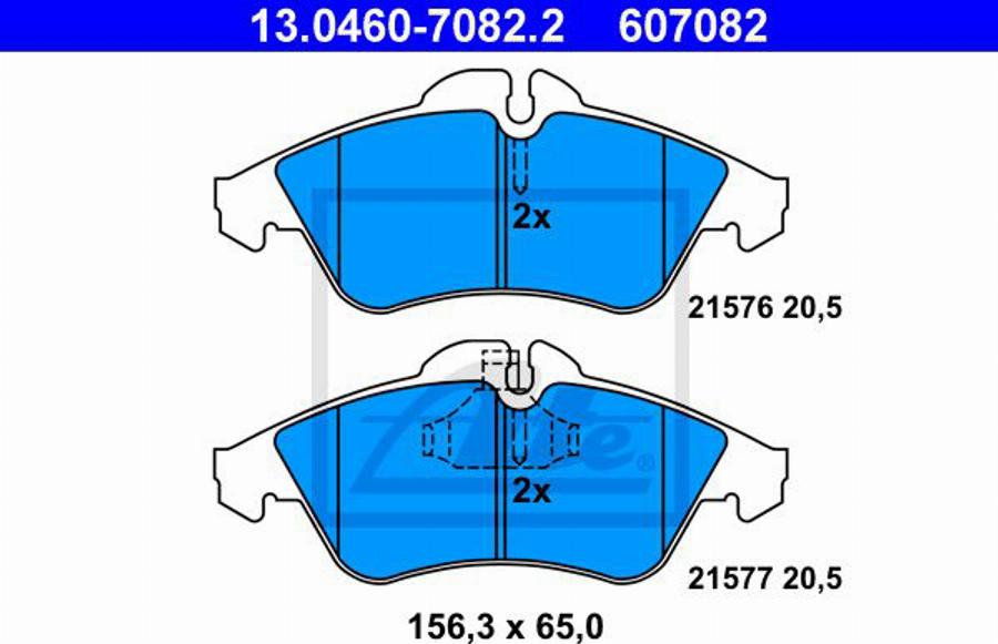 ATE 607082 - Тормозные колодки, дисковые, комплект www.autospares.lv