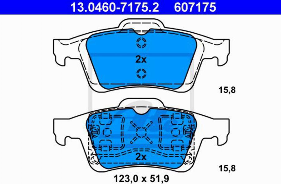 ATE 607175 - Тормозные колодки, дисковые, комплект www.autospares.lv