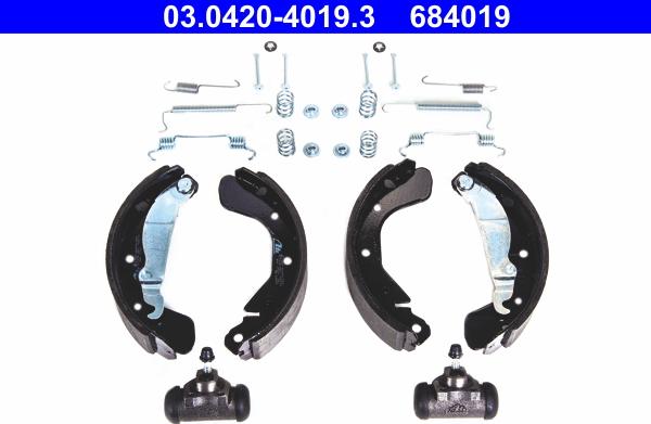 ATE 03.0420-4019.3 - Bremžu loku komplekts www.autospares.lv