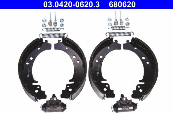 ATE 03.0420-0620.3 - Brake Shoe Set www.autospares.lv