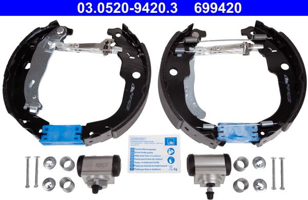 ATE 03.0520-9420.3 - Brake Shoe Set www.autospares.lv