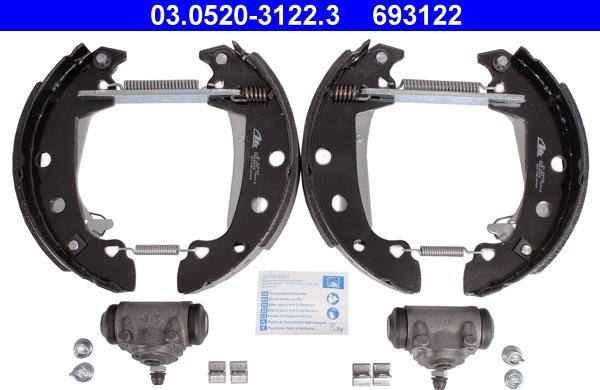 ATE 03.0520-3122.3 - Brake Shoe Set www.autospares.lv