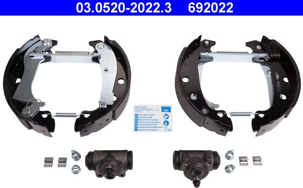 ATE 03.0520-2022.3 - Brake Shoe Set www.autospares.lv