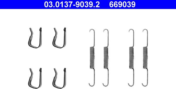 ATE 03.0137-9039.2 - Piederumu komplekts, Bremžu loki www.autospares.lv