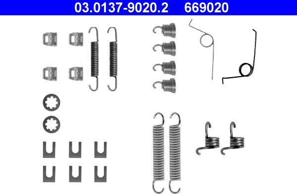 ATE 03.0137-9020.2 - Piederumu komplekts, Bremžu loki www.autospares.lv