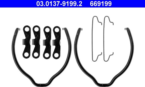 ATE 03.0137-9199.2 - Piederumu komplekts, Stāvbremzes mehānisma bremžu loks www.autospares.lv