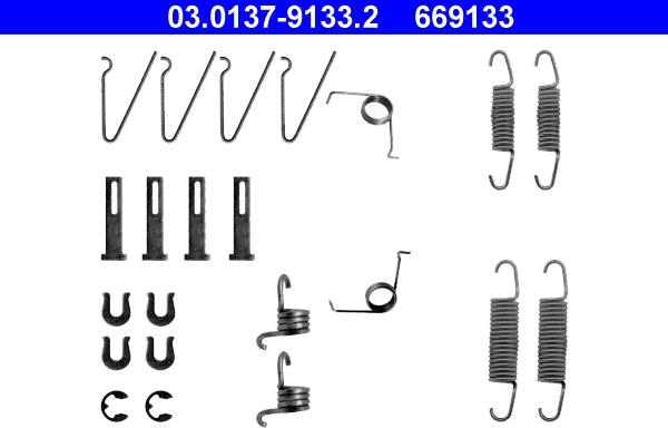 ATE 03.0137-9133.2 - Piederumu komplekts, Bremžu loki www.autospares.lv