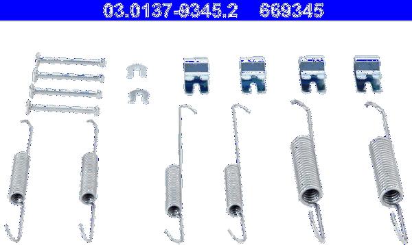 ATE 03.0137-9345.2 - Piederumu komplekts, Bremžu loki www.autospares.lv