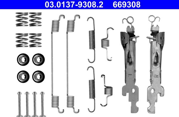 ATE 03.0137-9308.2 - Piederumu komplekts, Bremžu loki www.autospares.lv