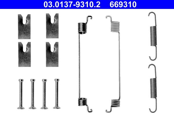 ATE 03.0137-9310.2 - Piederumu komplekts, Bremžu loki autospares.lv