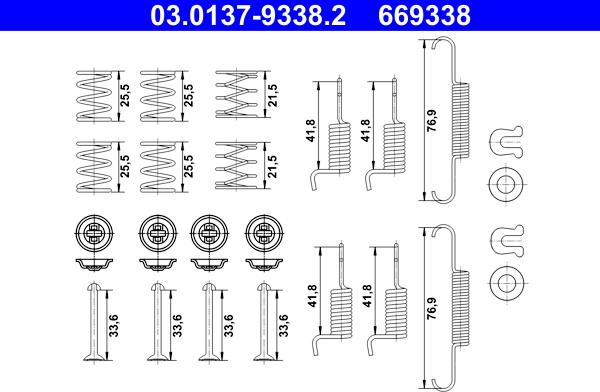 ATE 03.0137-9338.2 - Piederumu komplekts, Stāvbremzes mehānisma bremžu loks www.autospares.lv