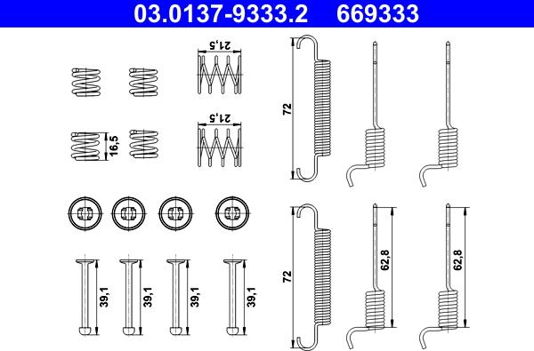 ATE 03.0137-9333.2 - Piederumu komplekts, Stāvbremzes mehānisma bremžu loks www.autospares.lv