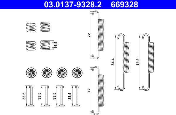 ATE 03.0137-9328.2 - Piederumu komplekts, Stāvbremzes mehānisma bremžu loks www.autospares.lv