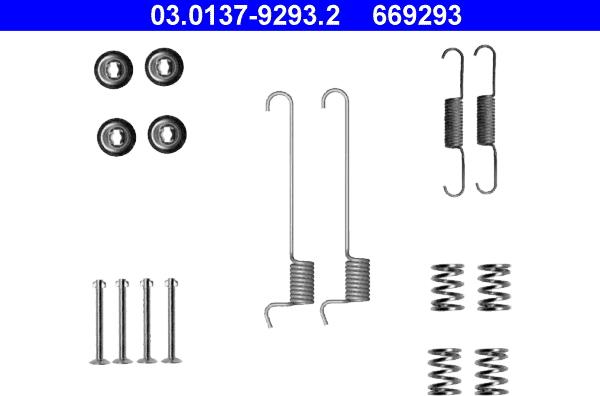 ATE 03.0137-9293.2 - Piederumu komplekts, Stāvbremzes mehānisma bremžu loks www.autospares.lv