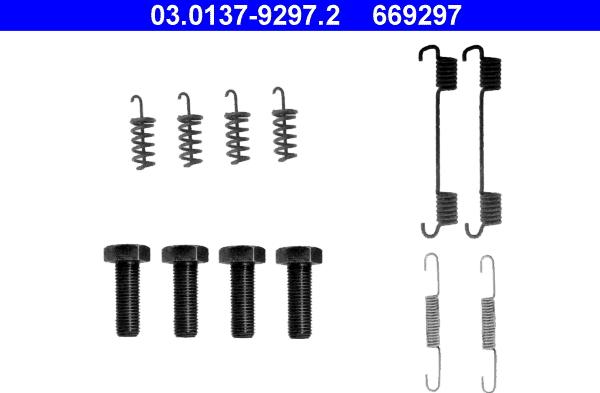 ATE 03.0137-9297.2 - Piederumu komplekts, Stāvbremzes mehānisma bremžu loks www.autospares.lv