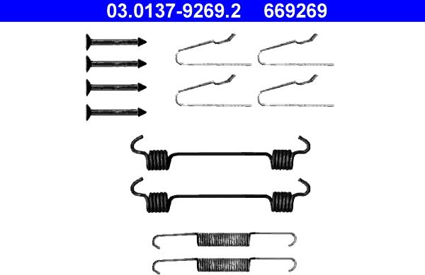 ATE 03.0137-9269.2 - Piederumu komplekts, Stāvbremzes mehānisma bremžu loks www.autospares.lv