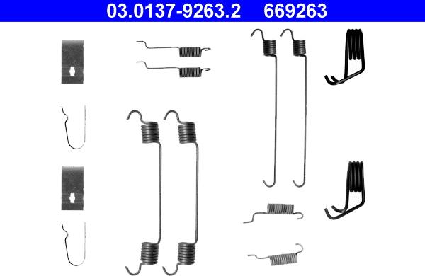 ATE 03.0137-9263.2 - Piederumu komplekts, Bremžu loki www.autospares.lv