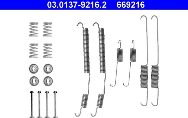 ATE 03.0137-9216.2 - Piederumu komplekts, Bremžu loki www.autospares.lv