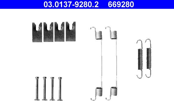 ATE 03.0137-9280.2 - Piederumu komplekts, Bremžu loki www.autospares.lv