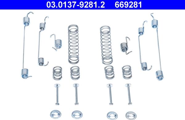 ATE 03.0137-9281.2 - Piederumu komplekts, Bremžu loki www.autospares.lv