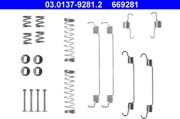 ATE 03.0137-9281.2 - Piederumu komplekts, Bremžu loki www.autospares.lv