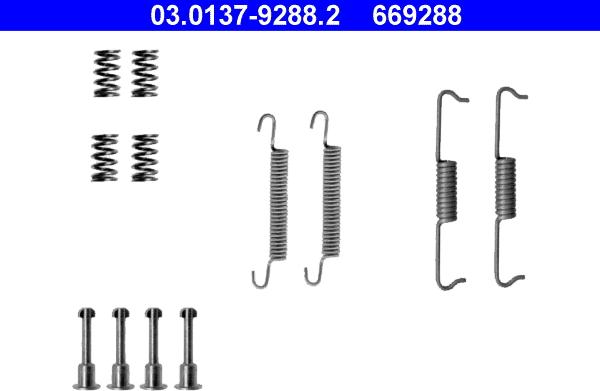 ATE 03.0137-9288.2 - Piederumu komplekts, Stāvbremzes mehānisma bremžu loks www.autospares.lv