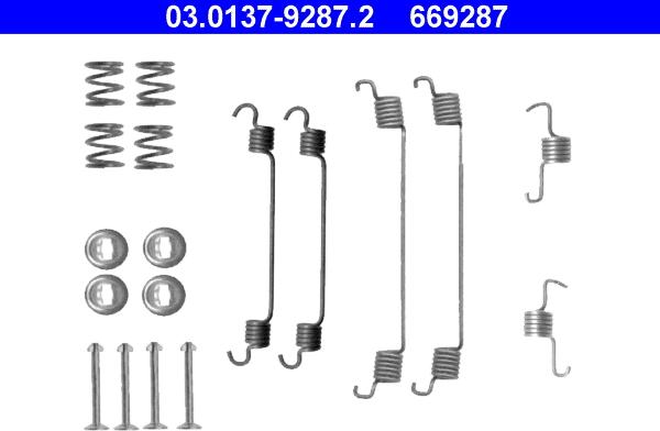 ATE 03.0137-9287.2 - Piederumu komplekts, Bremžu loki www.autospares.lv