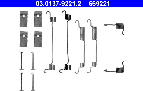 ATE 03.0137-9221.2 - Piederumu komplekts, Bremžu loki www.autospares.lv