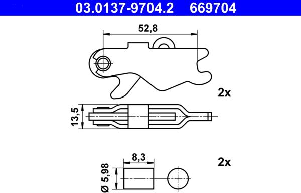 ATE 03.0137-9704.2 - Piederumu komplekts, Stāvbremzes mehānisma bremžu loks www.autospares.lv