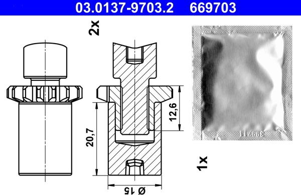 ATE 03.0137-9703.2 - Piederumu komplekts, Stāvbremzes mehānisma bremžu loks www.autospares.lv