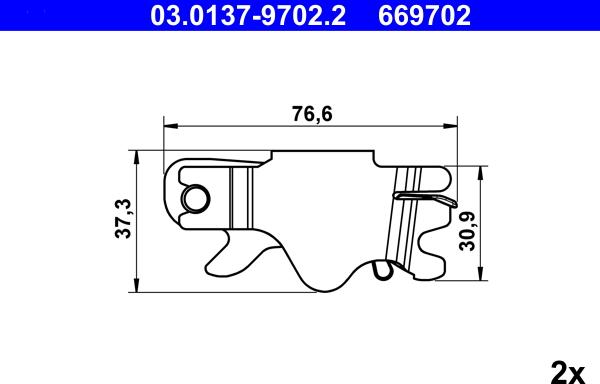 ATE 03.0137-9702.2 - Piederumu komplekts, Stāvbremzes mehānisma bremžu loks www.autospares.lv