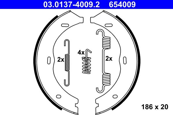 ATE 03.0137-4009.2 - Bremžu loku kompl., Stāvbremze www.autospares.lv