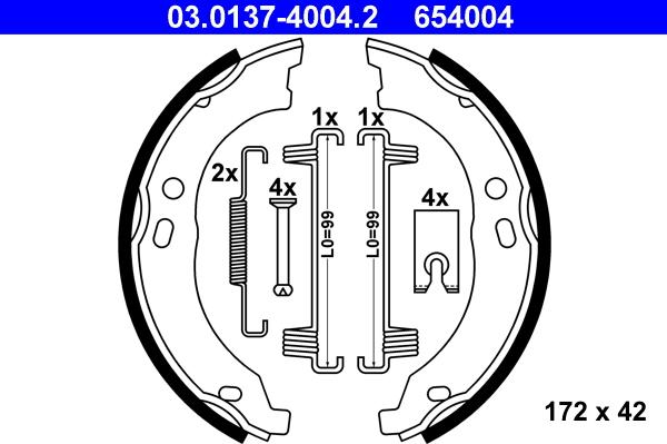 ATE 03.0137-4004.2 - Bremžu loku kompl., Stāvbremze www.autospares.lv