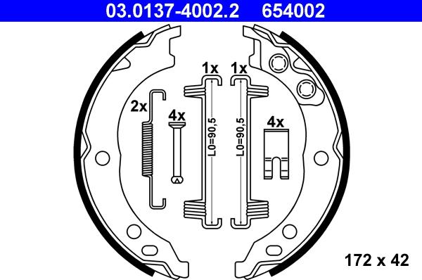 ATE 03.0137-4002.2 - Bremžu loku kompl., Stāvbremze www.autospares.lv