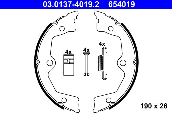 ATE 03.0137-4019.2 - Bremžu loku kompl., Stāvbremze autospares.lv