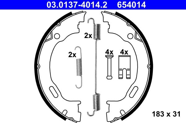 ATE 03.0137-4014.2 - Bremžu loku kompl., Stāvbremze www.autospares.lv