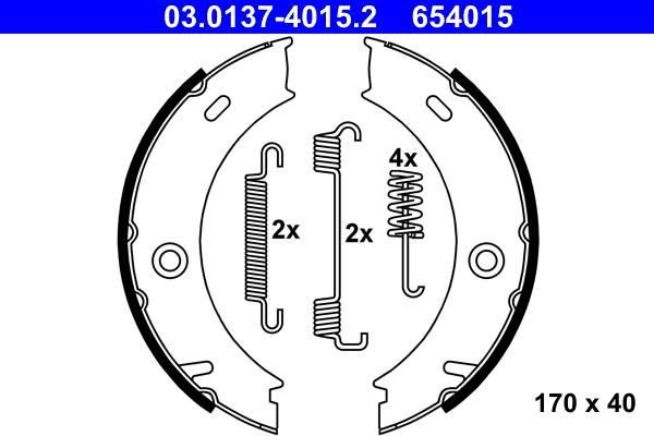 ATE 03.0137-4015.2 - Brake Shoe Set, parking brake www.autospares.lv