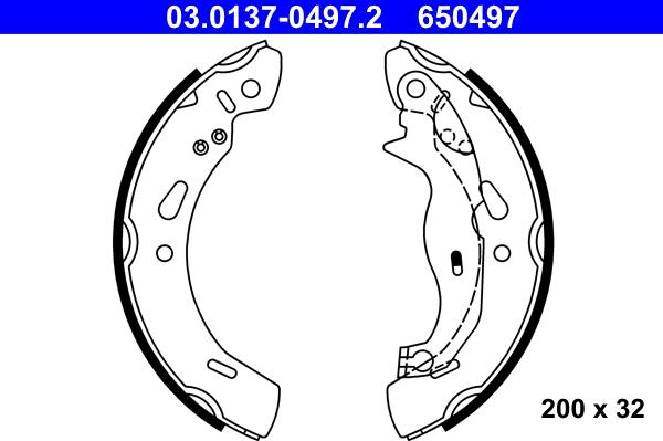 ATE 03.0137-0497.2 - Bremžu loku komplekts www.autospares.lv