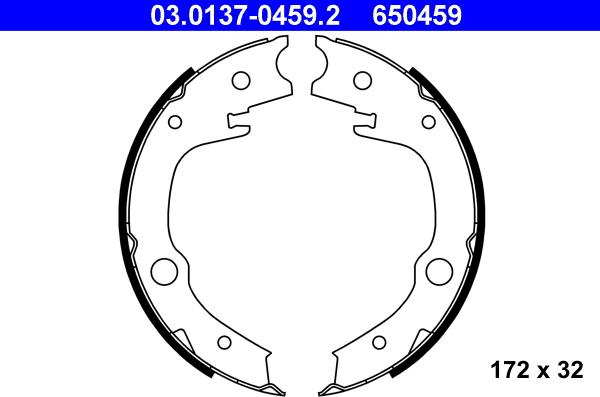 ATE 03.0137-0459.2 - Brake Shoe Set, parking brake www.autospares.lv