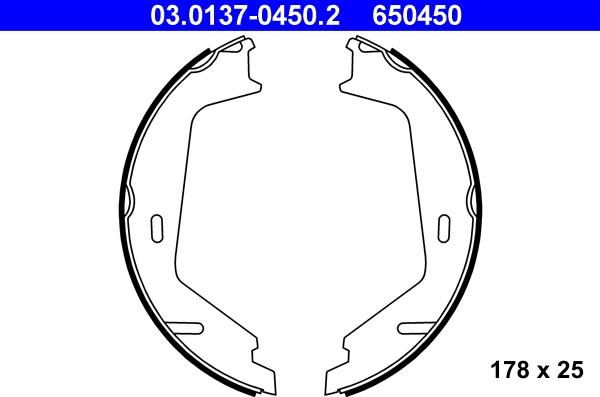 ATE 03.0137-0450.2 - Bremžu loku kompl., Stāvbremze www.autospares.lv