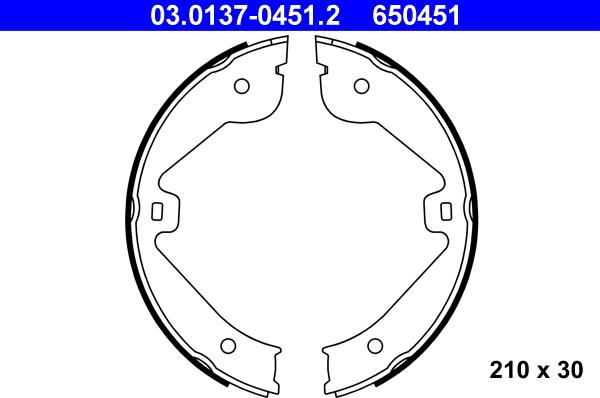 ATE 03.0137-0451.2 - Bremžu loku kompl., Stāvbremze www.autospares.lv