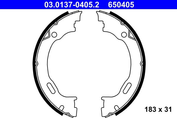 ATE 03.0137-0405.2 - Bremžu loku kompl., Stāvbremze www.autospares.lv