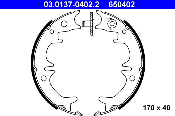 ATE 03.0137-0402.2 - Bremžu loku kompl., Stāvbremze www.autospares.lv