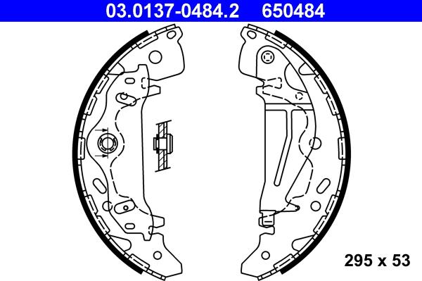 ATE 03.0137-0484.2 - Комплект тормозных колодок, барабанные www.autospares.lv