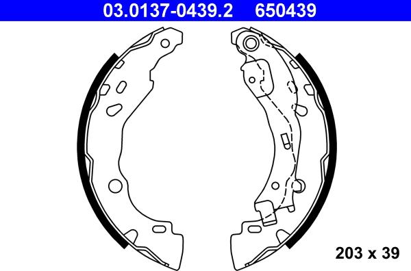 ATE 03.0137-0439.2 - Brake Shoe Set www.autospares.lv