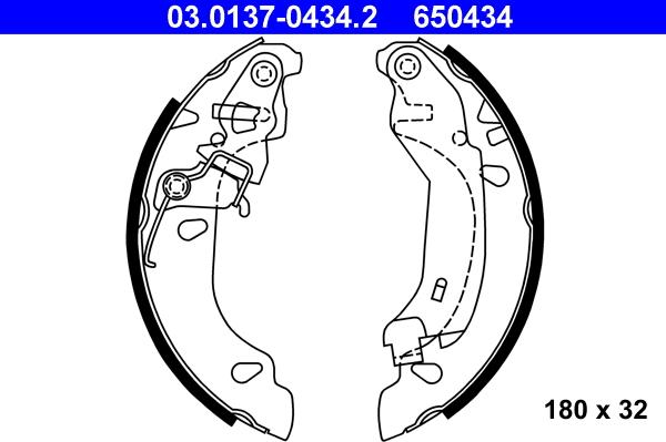 ATE 03.0137-0434.2 - Bremžu loku komplekts www.autospares.lv